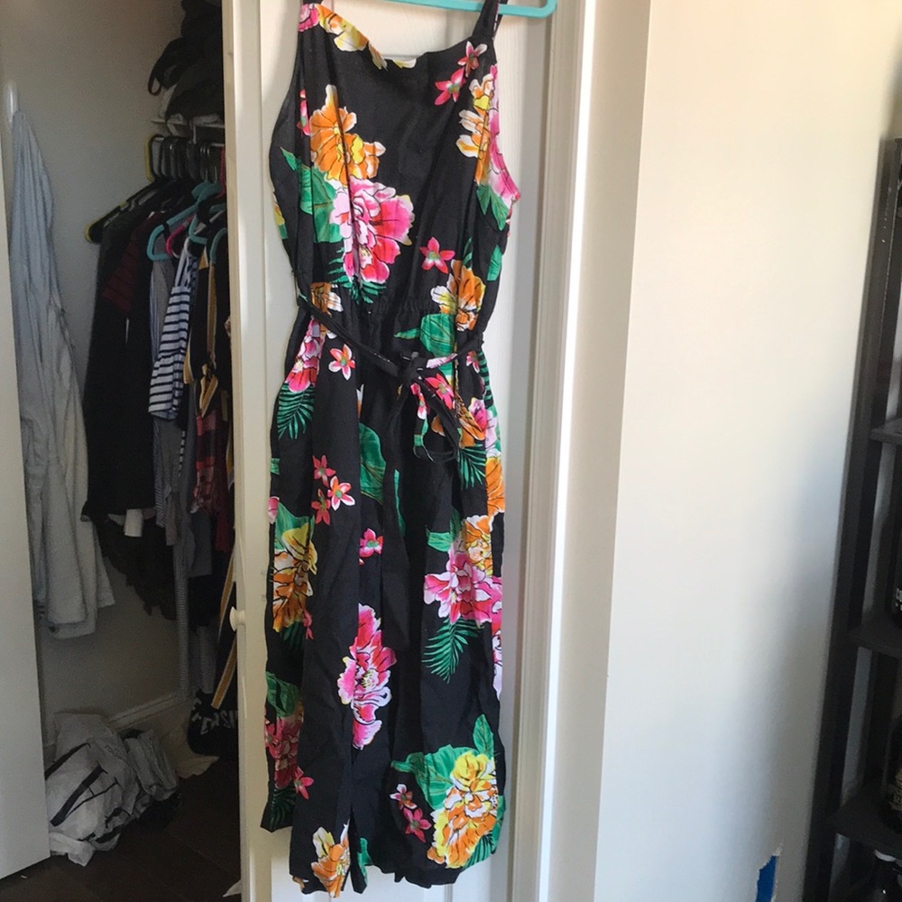 Wide leg floral jumpsuit